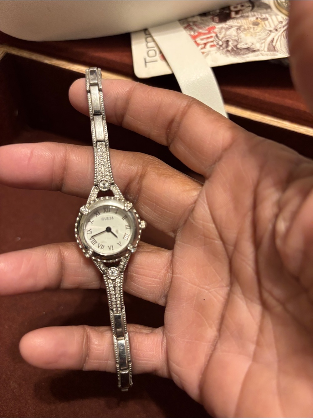 GUESS Rhinestone Watch in Silver